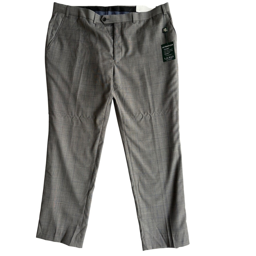 Lauren Ralph Lauren‎ Mens Ultraflex Edgewood Plaid  Grey New 40x30 suit pants
